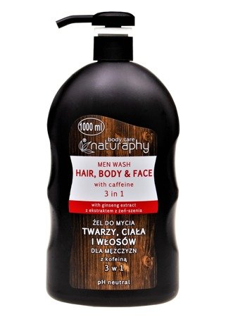 Washing gel for face, body and hair for men with caffeine 3in1 1L